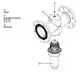 Syr Flanschdruckminderer mit Gehäuse, Druckminderer-Kartusche und Manostopfen, dargestellt in isometrischer Ansicht.